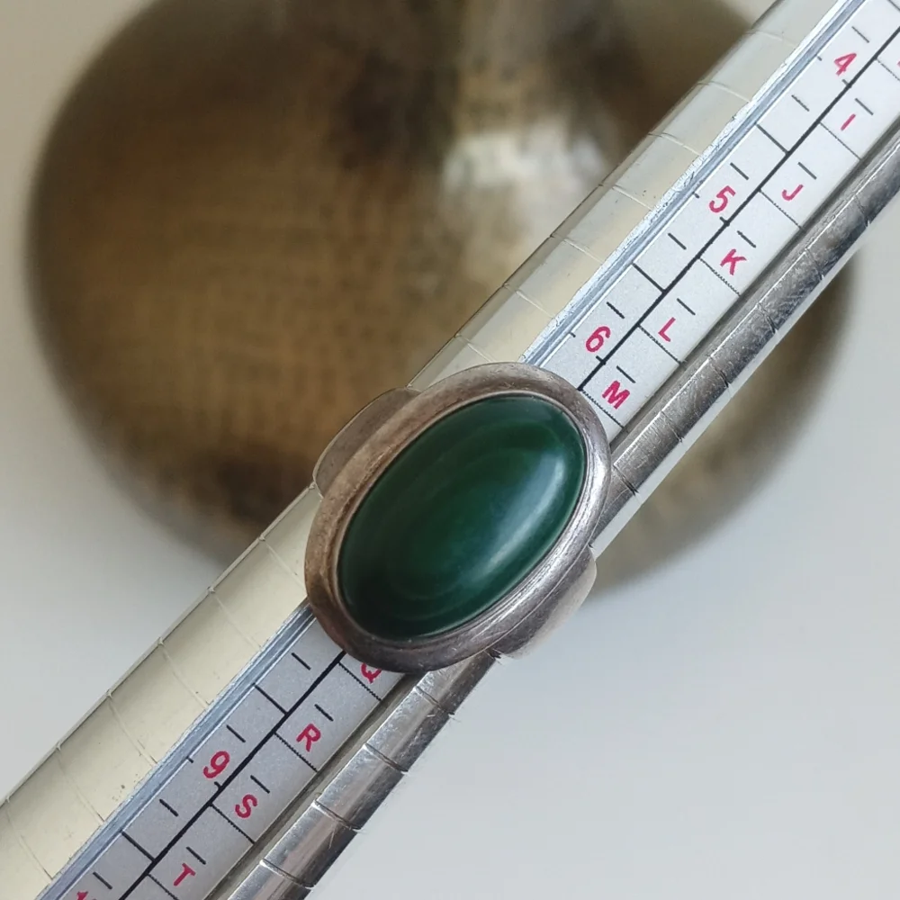 Antique 925 Green Malachite Gemstone Ring Sterling Silver From India *Unique